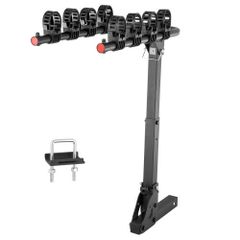 Hitch Mount Bike Rack, 4-Bike Carrier Rack, 150 LBS Capacity Bike Rack Hitch for 2-inch Receiver, Titling and Folding Bike Carrier with No-Wobble U Bolt and Strap, for Car, SUV, Truck, RV