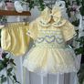 girls hand smock dress kick pants bows and socks Image 4
