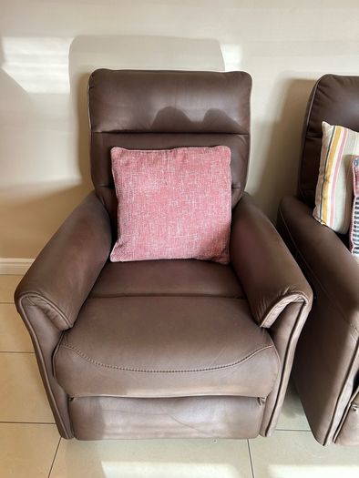 Brown Leather Swivel Recliner Armchair