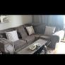L shaped sofa with arm chair and pouf Image 2