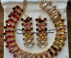 Oscar de la Renta Rainbow Crystal Necklace & Earrings Set
