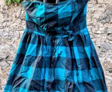 Atmosphere - Strapless Plaid Smock Puff Ball Mini Frock Dress