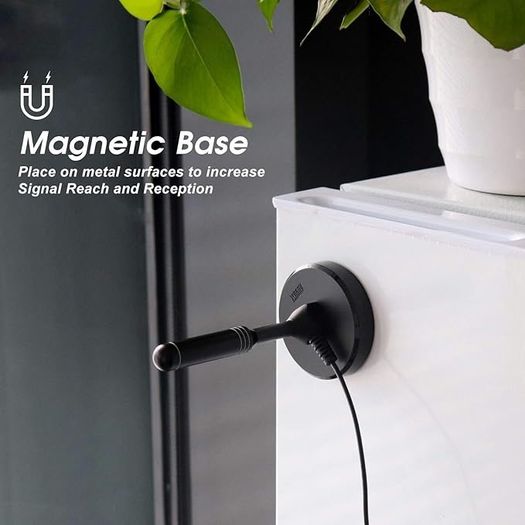 August DTA240 HD High Gain Freeview TV Portable Indoor Outdoor Digital Antenna Tuner DXB T Television Dab Radio SD 4K Magnetic Black
