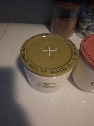 cute button ceramic tea and coffee canisters from next