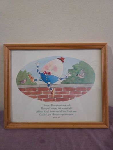 1996 Humpty Dumpty print by Jan Lewis Framed