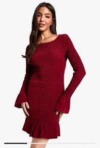 Boohoo burgundy dress