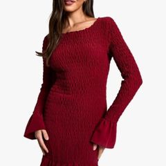 Boohoo burgundy dress