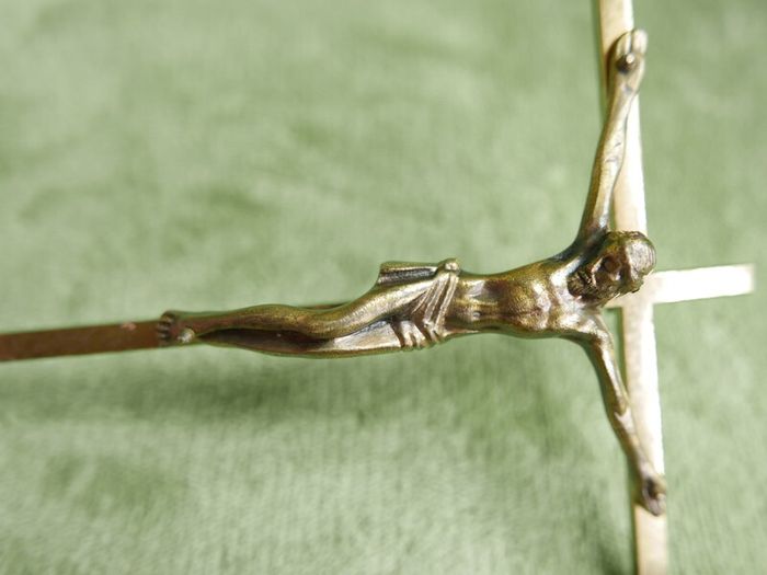 Vintage Bronze Wall Cross - Religious Christian Crucifix