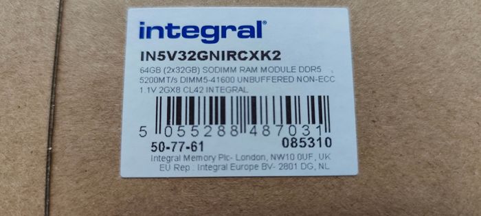 Integral 64gb Kit (2x 32gb) Ddr5 Ram Sodimm