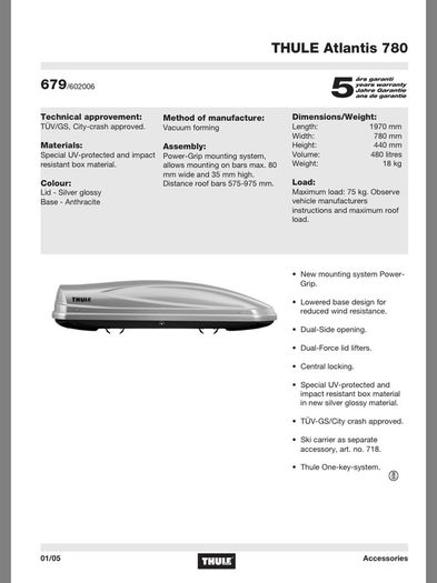 Thule Atlantis 780 Roofbox with 480 litres capacity