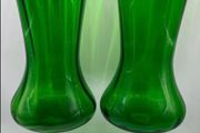 Pair of vintage Italian Empoli 10-inch emerald green vases
