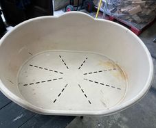 large plastic dog bed