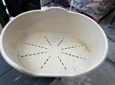 large plastic dog bed
