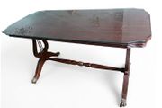 Regency Style Lyre-Leg Coffee Table with Glass Top