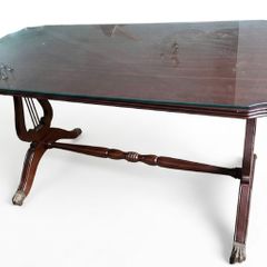 Regency Style Lyre-Leg Coffee Table with Glass Top