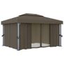 Gazebo with Curtain and String Lights 4x3 m Taupe Image 3