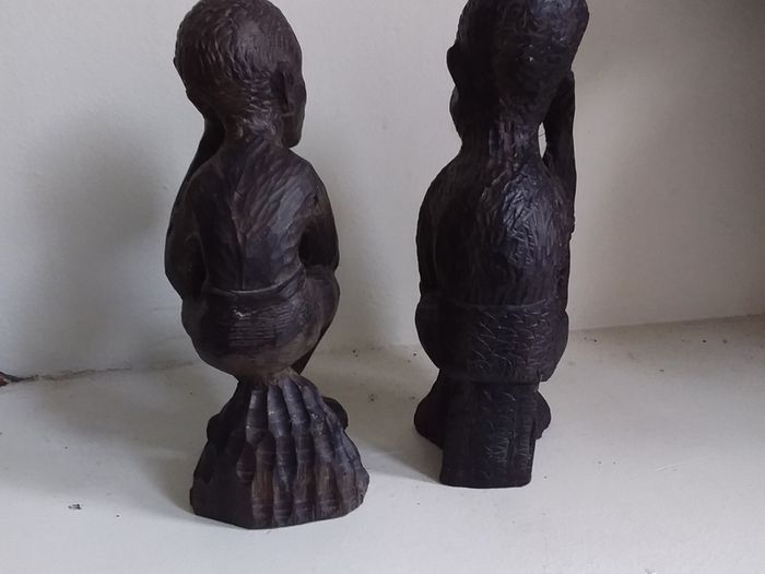Pair of Vintage Handcarved Wooden African Tribal Figures ( Male )