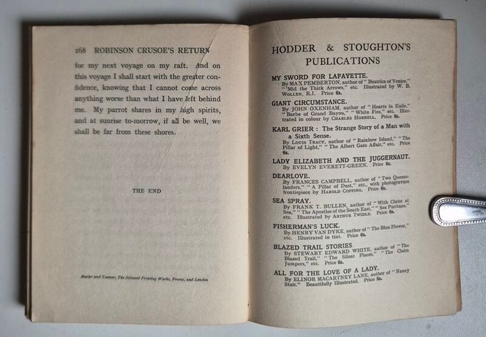 Robinson Crusoes Return. 1906. Barry Pain. Rare Vintage Book with 1914. With Review. Antiquarian, collectible, paperback, softcover, antique, satire, humour, parody, comedy, fiction, literature, edwardian, marginalia, handwriting, inscribed.