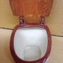 Vintage ( Goodbye Cruel World ) Ceramic Toilet with Wooden Lid Image 6