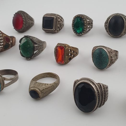 Ancient Inspired Brass Rings Set of 15 Collectible Jewellery Pieces