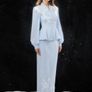 Confident Sensation Blue Floral Embroidery Pleated Sleeve Skirt Set Image 9