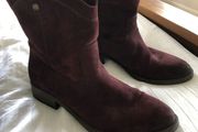Burgundy suede ankle boots