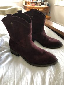 Burgundy suede ankle boots