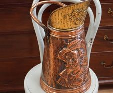 Vintage Hammered Copper & Brass Coal Scuttle with Scoop