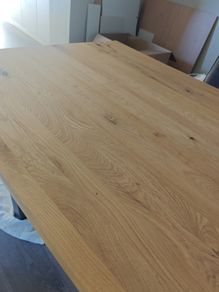 Harvey Norman Natural Oak Dining Table with Black Metal U-Leg Base (161cm x 96cm)