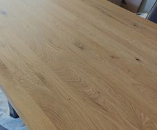 Harvey Norman Natural Oak Dining Table with Black Metal U-Leg Base (161cm x 96cm)