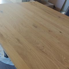 Harvey Norman Natural Oak Dining Table with Black Metal U-Leg Base (161cm x 96cm)