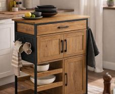 Kitchen Trolley with Worktop on Wheels