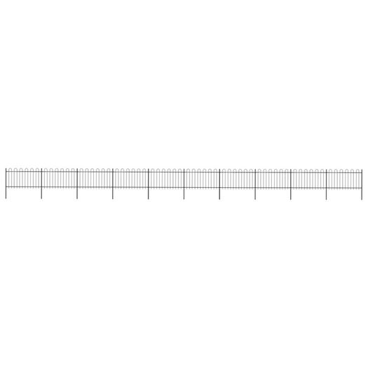 Garden Fence with Hoop Top Steel 17x1 m Black