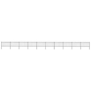 Garden Fence with Hoop Top Steel 17x1 m Black