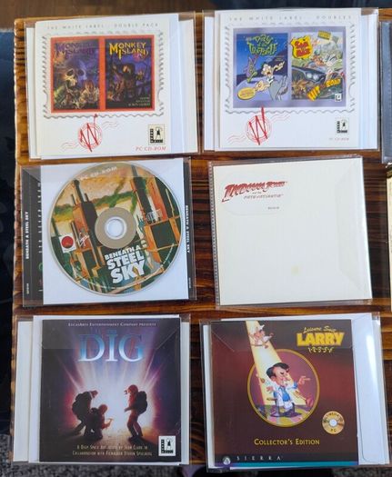 old pc Games collection monkey island, Indiana jones , day of the tentacle etc.