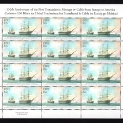 2008 Ireland 150th Anniversary of the First Transatlantic Message by Cable from Europe to America Commemorative Stamp Sheetlet Plate 1A1A1A1A Mint Never Hinged (MNH)