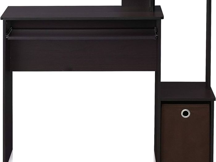 FREE P&P Multipurpose Home Office Computer Writing Desk, Computer Desk, Study Desk, w/Bin, Dark Walnut, 100.1 (W) x 86.6 (H) x 39.9 (D) cm
