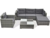 6 Piece Garden Lounge Set with Cushions Poly Rattan Grey