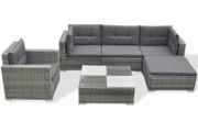 6 Piece Garden Lounge Set with Cushions Poly Rattan Grey