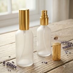 Brand New 100ml Frosted Glass Spray Bottles with Gold Fine-Mist Pumps (New)