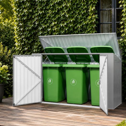 3 Bay Metal Wheelie Bin Storage