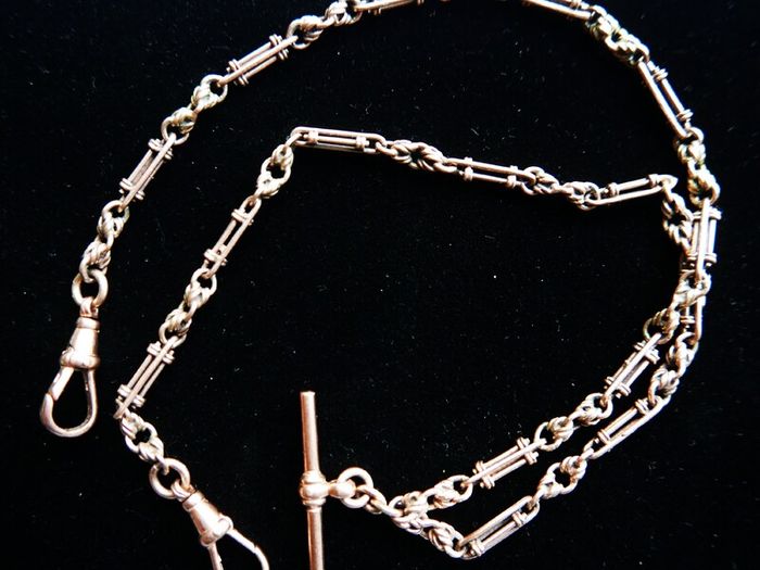 Victorian  heavy real 9 Carat Gold Albert or Necklace Chain with T-Bar length 20" - 24,3g