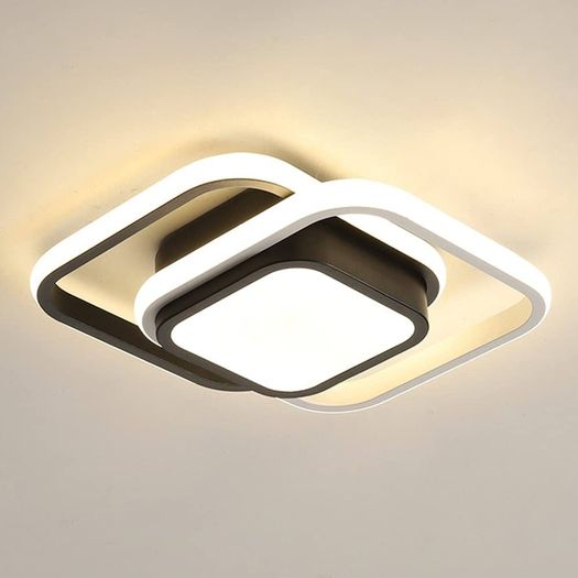 NEW SALE | Modern Ceiling Light LED Elegant Squares LED Ceiling lamp Nordic Fashion White Black Ceiling Lights Fixture for Aisle Stairs Hallway Porch Kitchen Bedroom Living Room - Warm White Light 21W