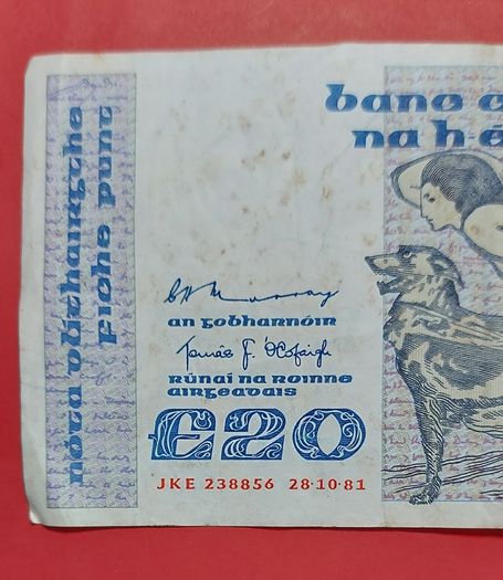 Irish 1981 "YEATS" Twenty pound note in .Fine condition