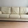 cream leather 3 piece suite Image 3