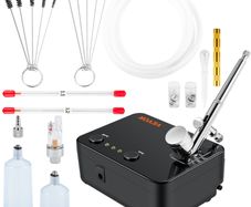 Airbrush Kit, Portable Airbrush Set with Compressor, Airbrushing System Kit with Multi-purpose Dual-action Gravity Feed Airbrushes, Art Nail Cookie Tattoo Makeup Cake Decorating Spray Model Craf