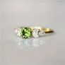 Green Stone Crystal Gold Tone Ring Image 2