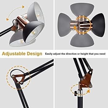 Modern Grey-Black Gold Reading Floor Lamp, Adjustable LED Standing Floor lamp, E27 Bulb Base, LED Floor Light for Bedroom, Living Room, Library,Office (FREE POSTAGE)