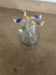 Vintage Glass Bird Swizzle Sticks