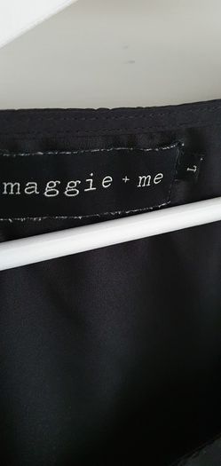 maggie & me black tunic / top with ruffle sides Sz L (10-14 UK)
